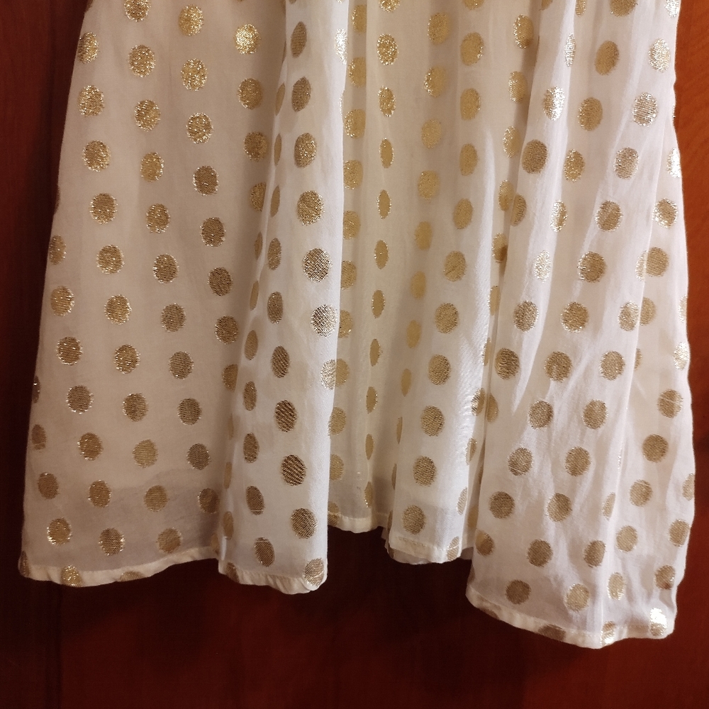 H & M sundress. Ivory with gold dots. Cocktail length. Women's 4. - Picture 4 of 10